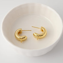 Load image into Gallery viewer, C Shape Earrings Post With Loop, 18K Gold Plated, Nickel Free, S925 Silver Pin, Ear Stud Hypoallergenic Earring Findings D0366
