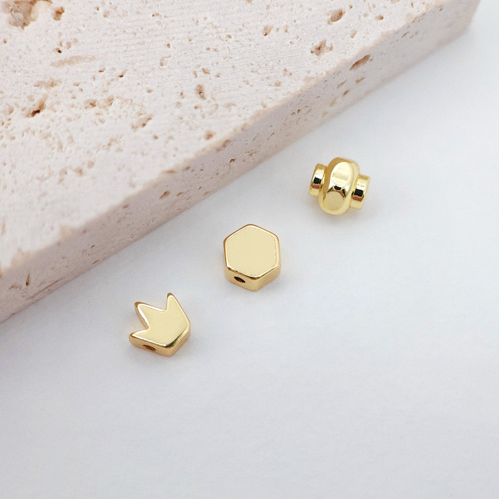 10PCS- 5mm Gold Spacer Beads, 18K Gold Plated , Dainty Bracelet Necklace Making Beads, Jewelry Finding S223