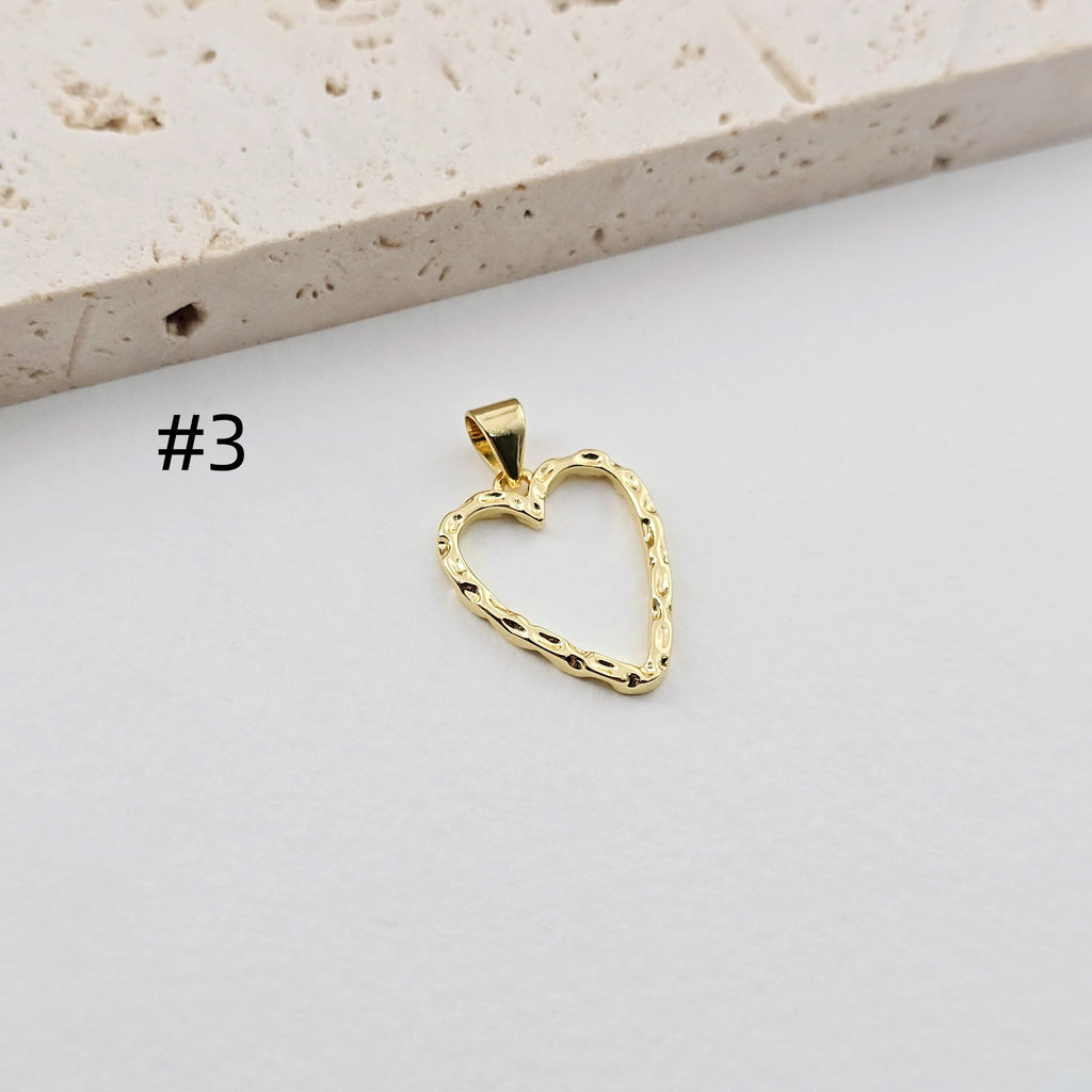 Openwork Star Charms, Openwork Heart Charms, 18K Gold Plated, Bracelet Making Pendant, Jewelry Findings S1278