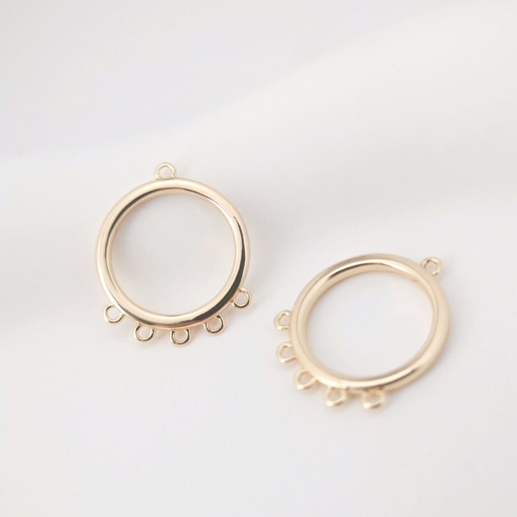 Conector geométrico, redondo, estrella, abanico y hoja, chapado en oro de 18 quilates, dijes, accesorios de joyería de 16 mm ZX079