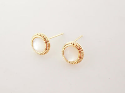 4PCS Faux Opal Stud Earring Post, Dainty 18K Gold Plated, Round Stud Earring With Loop, S925 Silver Ear Pin,Ear Post,Earring Finding ZX035