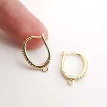 Load image into Gallery viewer, Ellipsoid CZ Pave Earring Hoop, Gold Plated Huggie Hoop Earring with Loop, Huggie Hoop DIY Earring  Findings,Handmade Earring Supplies D0097