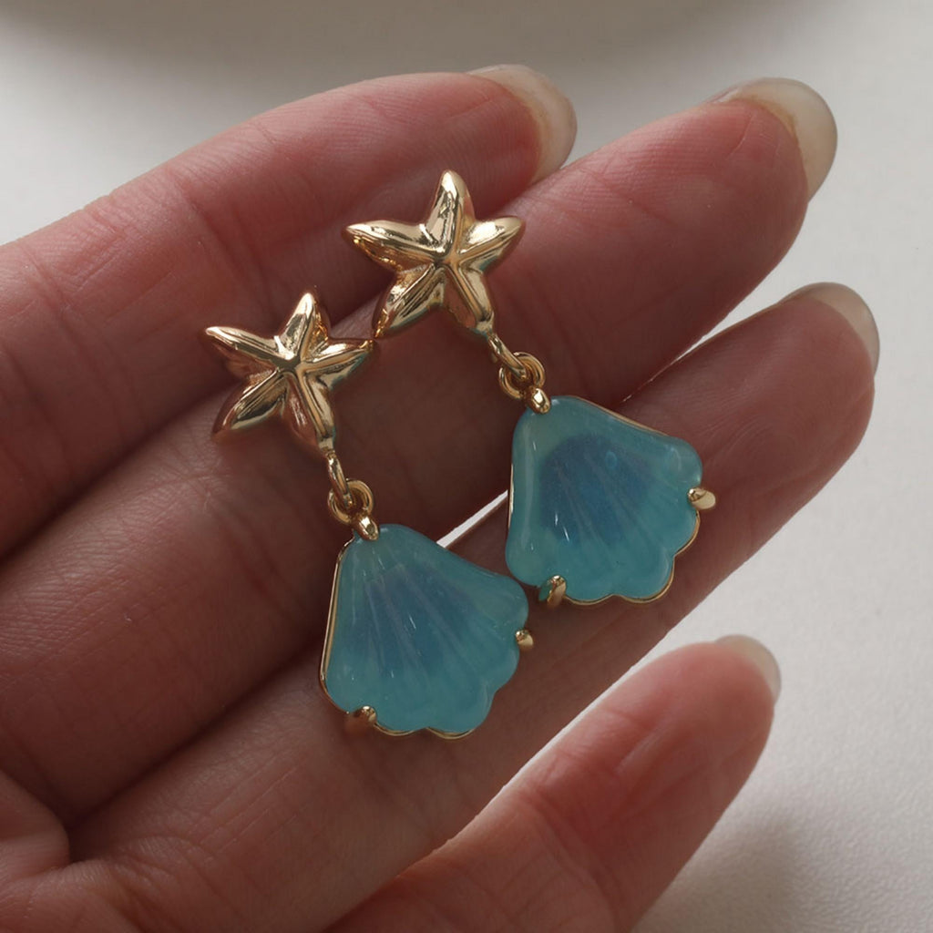 Starfish Charm, Starfish Post, Gold Marine Life, 14k Gold Plated Brass, Necklace Making, Jewelry Findings GZ756