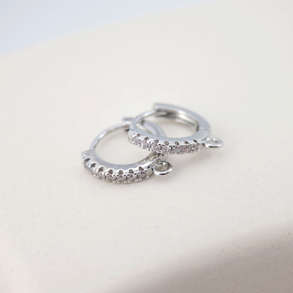 Cubic Zirconia Ear Hoops Multicolor Pave Crystal , 13*12mm, 18K Gold Plated Leverback Earrings, Huggie Hoops Earring D0150