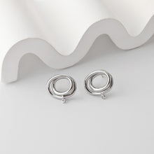 Load image into Gallery viewer, Oval Earrings Post With Loop, 18K Gold Plated, Nickel Free, S925 Silver Pin, Hollow Ear Stud Hypoallergenic Earring Findings D0362