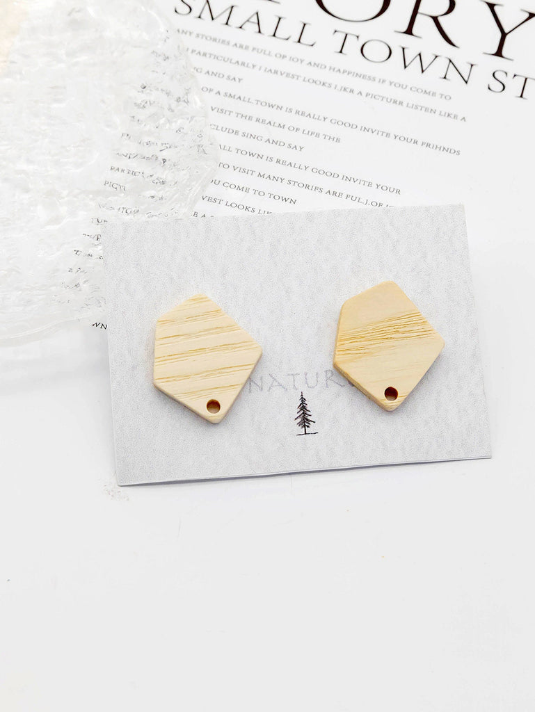 4PCS Wood Earrings, Rhombus Wooden Earrings for women, Reclaimed Ash Wood, Nickel Free, Geometric Statement Earrings Finding  JT910