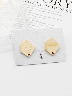 4PCS Wood Earrings, Rhombus Wooden Earrings for women, Reclaimed Ash Wood, Nickel Free, Geometric Statement Earrings Finding  JT910