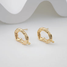 Load image into Gallery viewer, Irregular Niche Ear Post With Loop, S925 Silver Ear Pin Nickel Free Earrings, Gold/Silver Ear Stud, Hypoallergenic Earring Findings ZX181