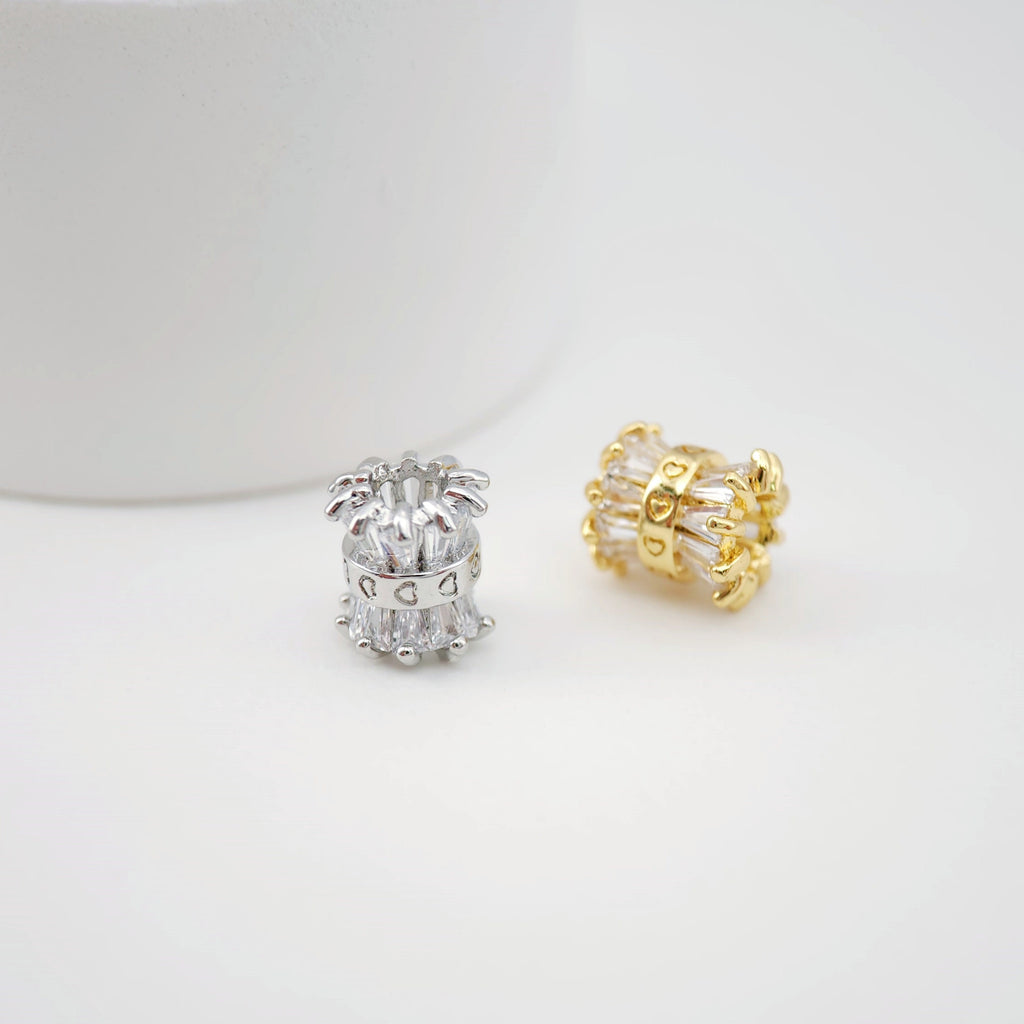 Spacer Beads Collection, 18K Gold/Silver Plated, Round Beads, CZ Pave Beads, Dainty Jewelry Making Beads, Jewelry Finding S1180