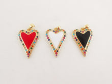 Load image into Gallery viewer, Enamel Heart Charms, Rainbow Pave Charm, 18K Gold Plated CZ Pave Love Pendant, Necklace Making Pendants, Jewelry Findings S20322
