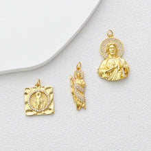 Load image into Gallery viewer, Jesus Pendant, God of Heaven Pendan, 18K Gold Plated, CZ Pave Religions Pendant, Necklace Making Charm, Jewelry Findings S1358