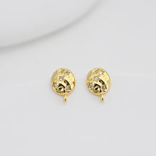 تحميل الصورة إلى عارض المعرض، أقراط دائرية مطروقة، عمود ذهبي للقرط مع حلقة، مضاد للحساسية، نتائج القرط، لوازم صنع الأقراط يدويًا D0418