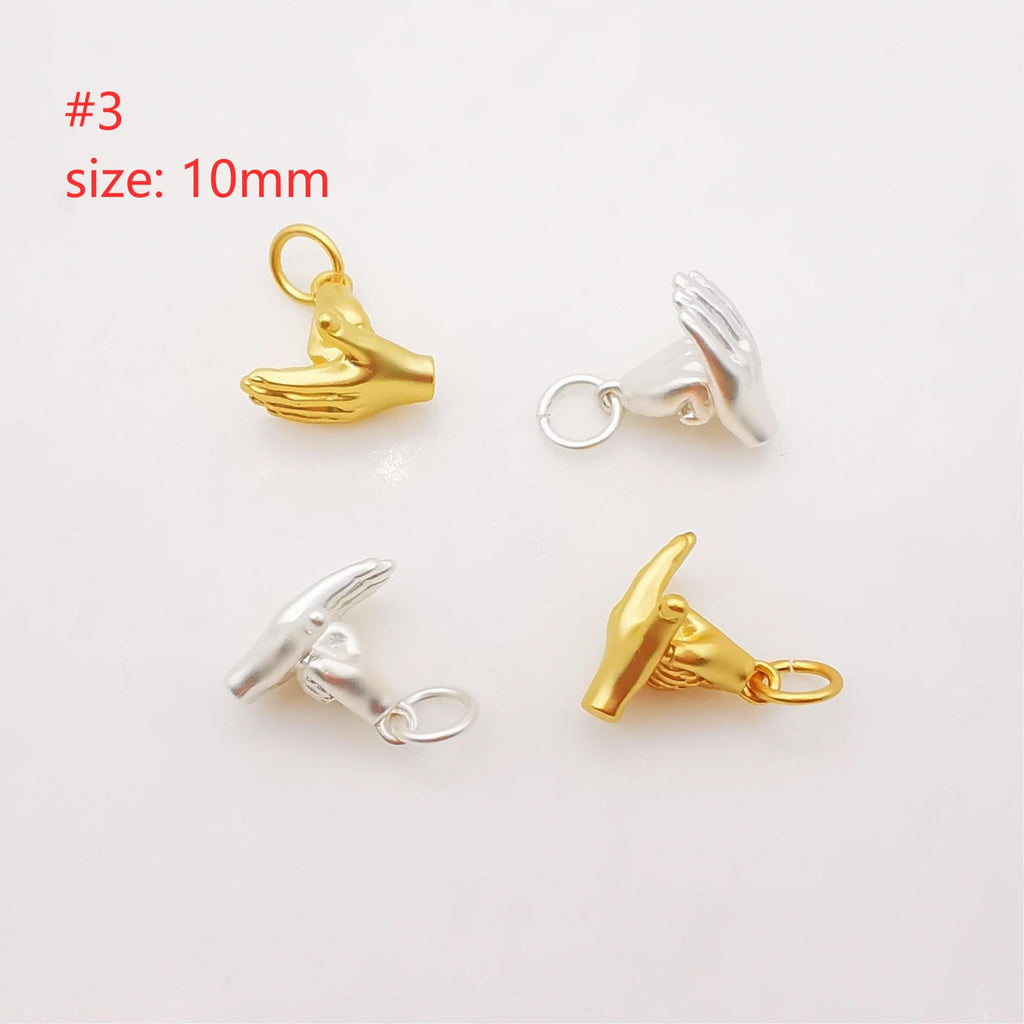 Matte Gold Hand Gestures Charm, 18K Sand Gold Plated Hand Symbol Charm Pendant, Necklace Bracelet Making charms, Jewelry Findings S624