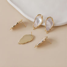 Load image into Gallery viewer, Irregular Shell Earring Post, 14K Gold/Silver Plated, S925 Silver Pin Nickel Free Earrings, Hypoallergenic Earring Findings JJ013