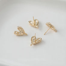 تحميل الصورة إلى عارض المعرض، قرط على شكل قلب مطروق، ذهب/فضة عيار 14 قيراط، قرط من الفضة الإسترليني S925 بدون نيكل، قرط على شكل قلب مع حلقة GE007