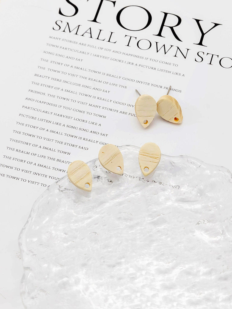 4PCS Wood Earrings, Teardrop Wooden Earrings for women, Reclaimed Ash Wood, Nickel Free, Geometric Statement Earrings Finding  JT901