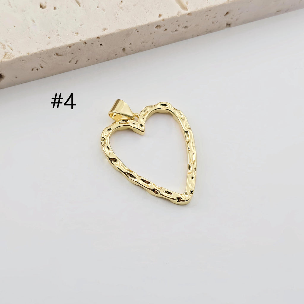 Openwork Star Charms, Openwork Heart Charms, 18K Gold Plated, Bracelet Making Pendant, Jewelry Findings S1278