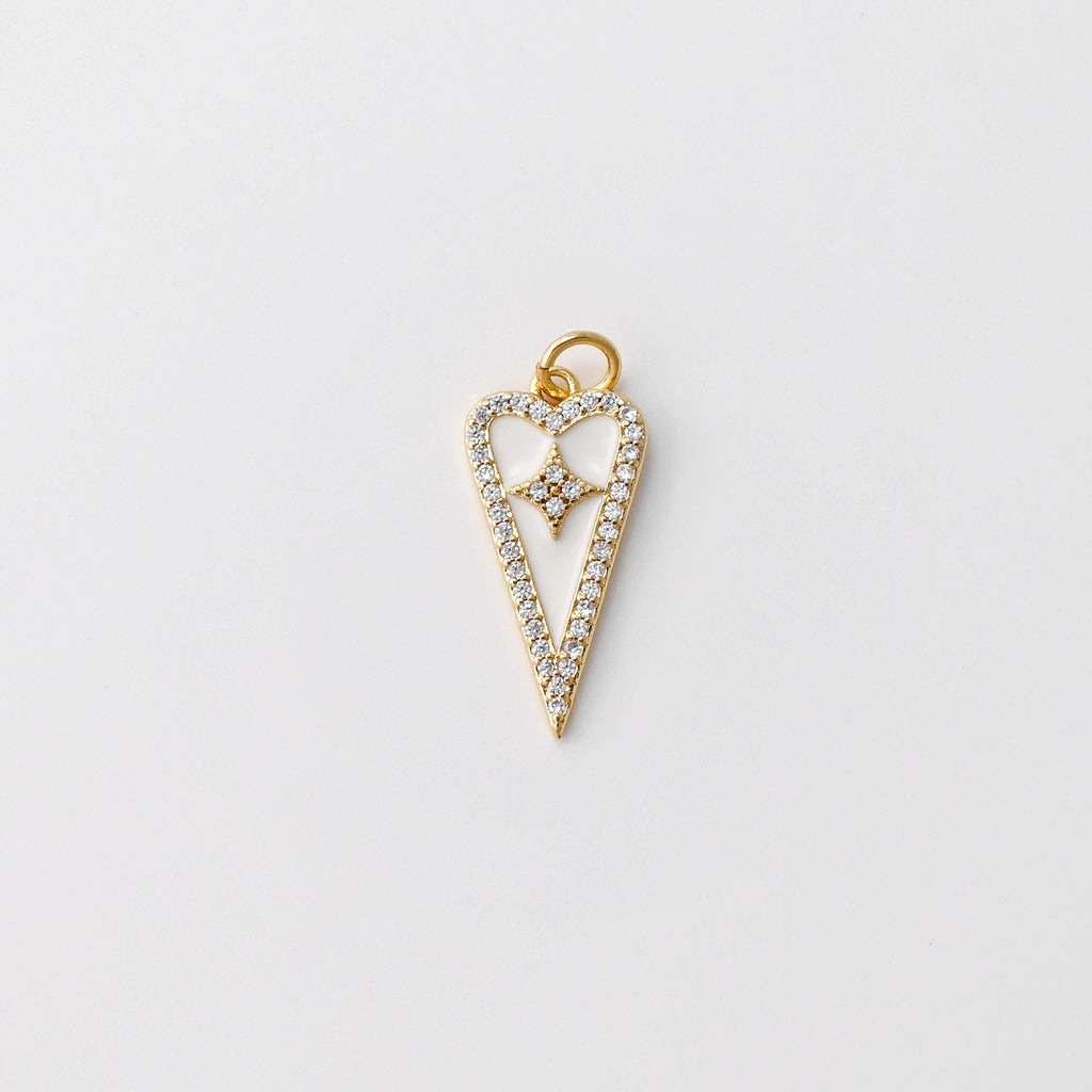 Heart Charms, Cubic Pave Charm, 18K Gold Plated CZ Pave Love Pendant, Necklace Making Pendants, Jewelry Findings S20321