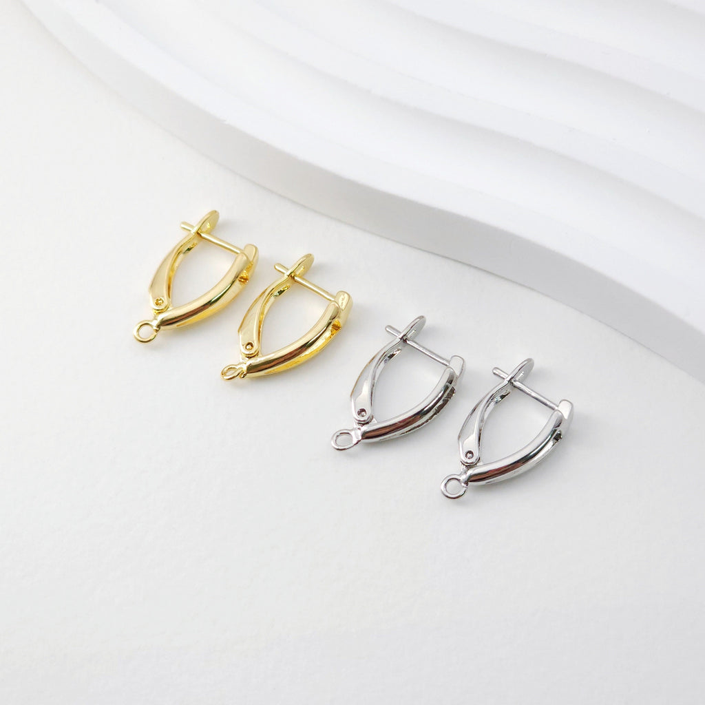 U Shape English lock with loop, Gold/Rhodium Plated Earring hoop, Hypoallergenic & Nickel-Free, DIY Handmade Earring Findings Supplies D0100
