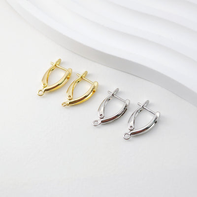 U Shape English lock with loop, Gold/Rhodium Plated Earring hoop, Hypoallergenic & Nickel-Free, DIY Handmade Earring Findings Supplies D0100