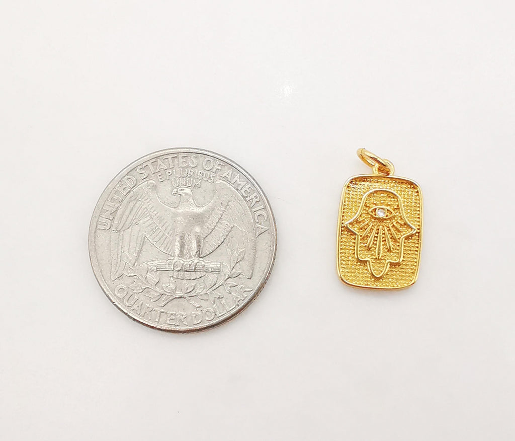 Evil Eye Charm, Coin Pendant, Heart Charm, 18K Gold Plated CZ Pave Eye Pendant, Necklace Making Charm, Jewelry Findings S1024
