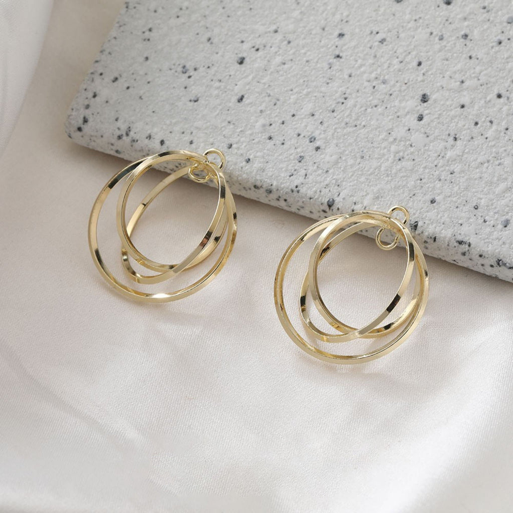 Triple Ring Pendant, 14K Shiny Gold/Silver Plated Openwork Pendant, with 2 loops, for Jewelry Making Supply ZZ075