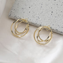 Load image into Gallery viewer, Triple Ring Pendant, 14K Shiny Gold/Silver Plated Openwork Pendant, with 2 loops, for Jewelry Making Supply ZZ075