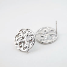 Load image into Gallery viewer, 10pcs Round Earring Post with Loop, 14K White Gold Plated, S925 Silver Pin Nickel Free Earrings, Knot Ear Stud with Loop ZX141