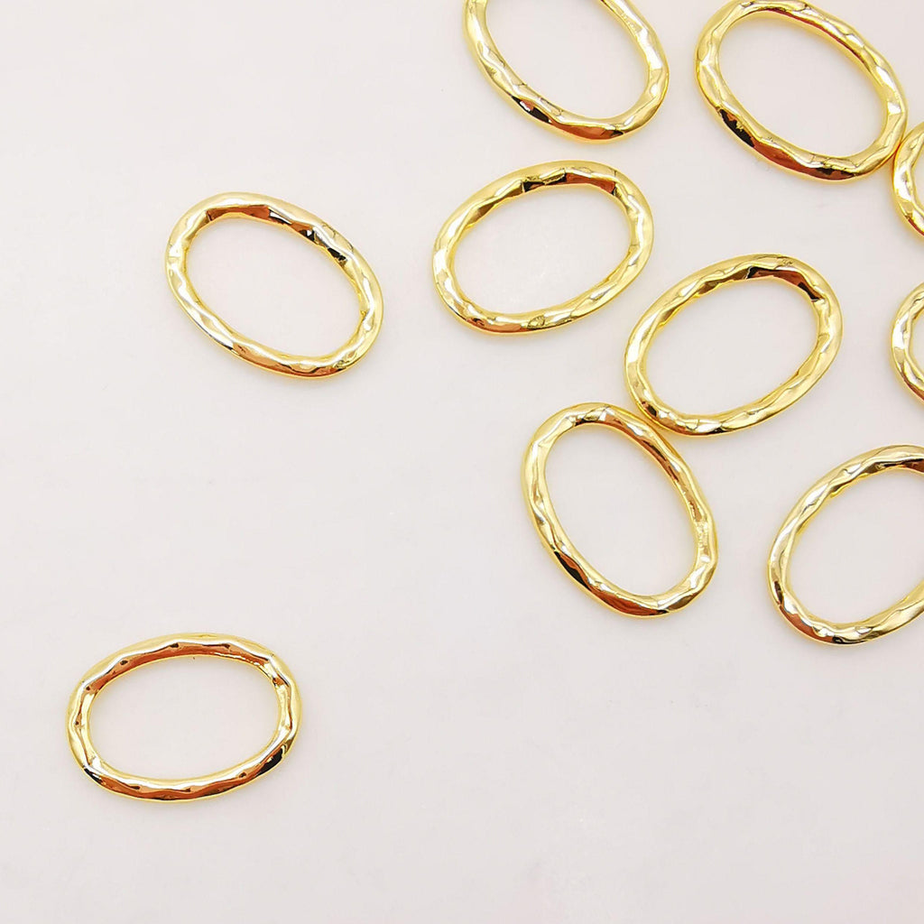 10PCS Oval Closed Jump Ring, 18K Shiny Gold Plated Jump Ring Connectors 15x11mm for Jewelry Making Supply S831