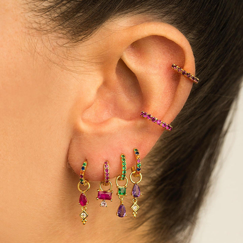 Earring Charms Collection, with Big Loop, 18k Gold Plated, CZ Pave Pendants, Hoop Pendant For Earring Making, Jewelry Making Accessories