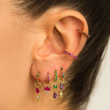 Cargar imagen en el visor de la galería, Earring Charms Collection, with Big Loop, 18k Gold Plated, CZ Pave Pendants, Hoop Pendant For Earring Making, Jewelry Making Accessories