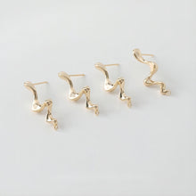 Load image into Gallery viewer, Wave Earring Post with Loop, 14K Gold/Silver, S925 Silver Pin Nickel Free Earrings, Wave Ear Stud with Loop GE009-D0487