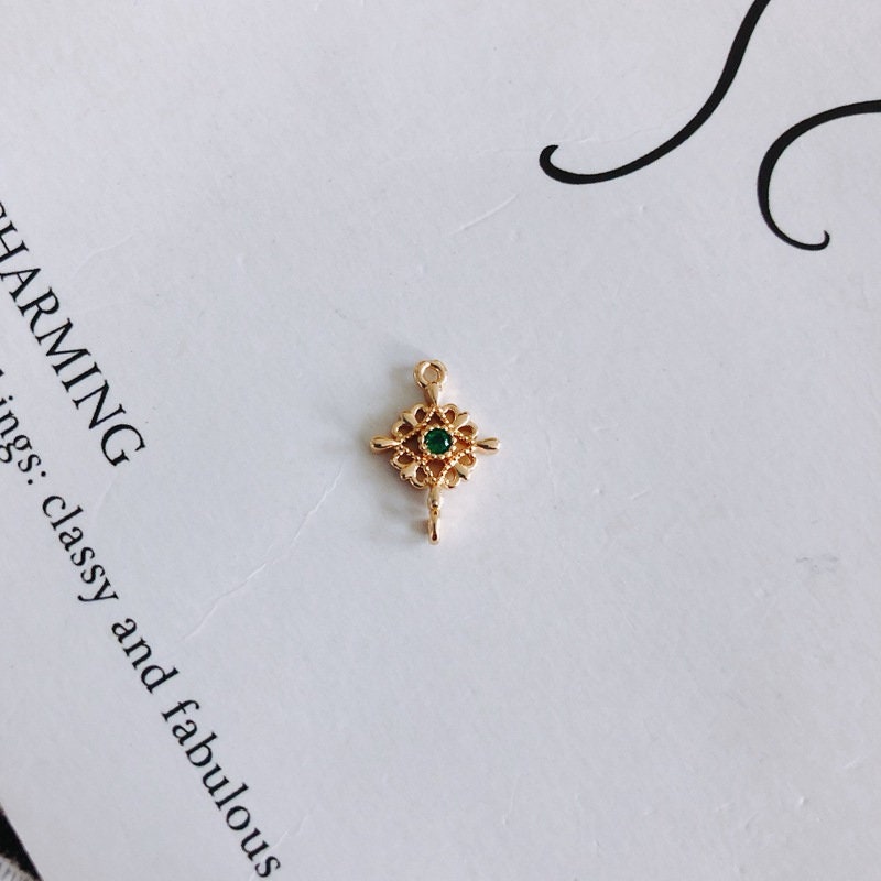 10 قطع من حُلي موصلات الزهور مع حلقات، موصلات بوهو، قلادة من الزركونيوم المكعب، صناعة أساور وقلادات، نتائج مجوهرات مطلية بالذهب MY032-F230