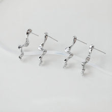 Load image into Gallery viewer, Wave Earring Post with Loop, 14K Gold/Silver, S925 Silver Pin Nickel Free Earrings, Wave Ear Stud with Loop GE009-D0487