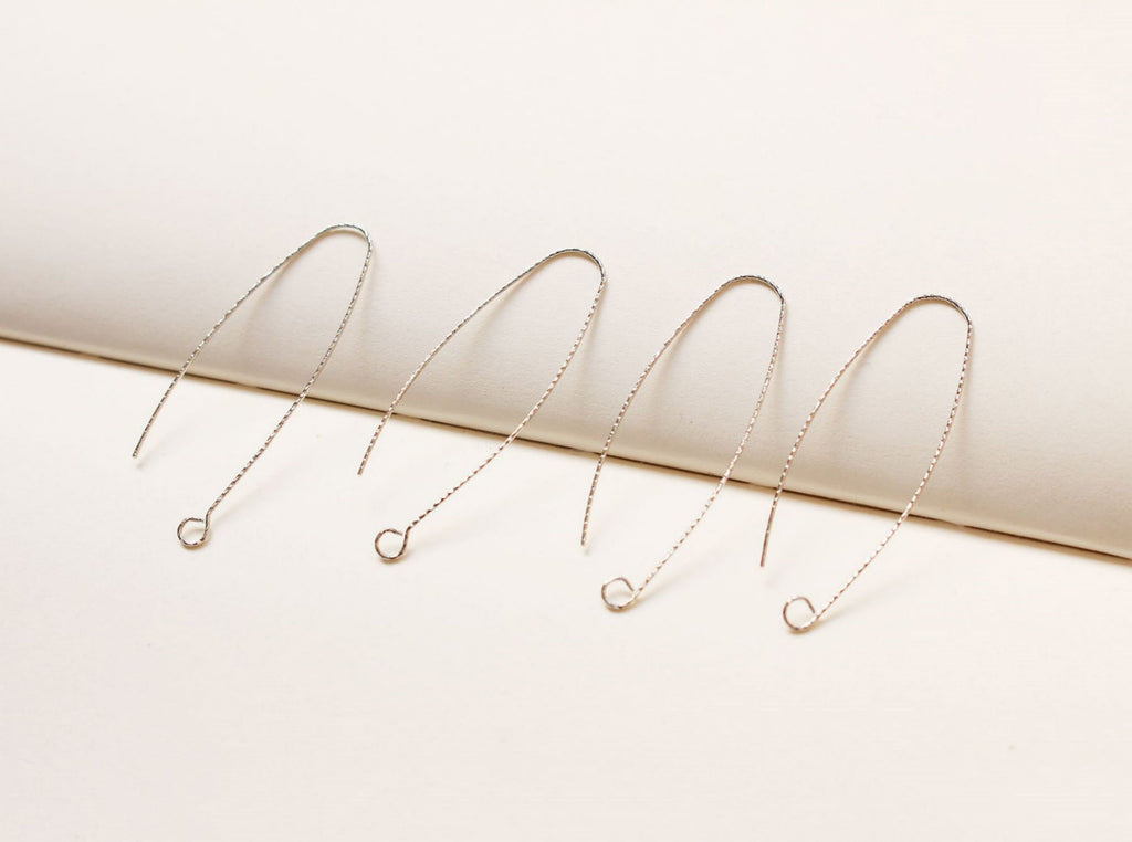 Twisted Ear Hooks, 14K Gold Earring Earring findings with loop, Fish Hooks, Ear Wires for Jewelry Making GT067