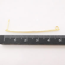 Load image into Gallery viewer, 10pcs Shiny Gold Long Stud Earrings Post With Loop, Glossy Stud Earring Nickel Free, 52mm, Hypoallergenic Earring Findings Z049