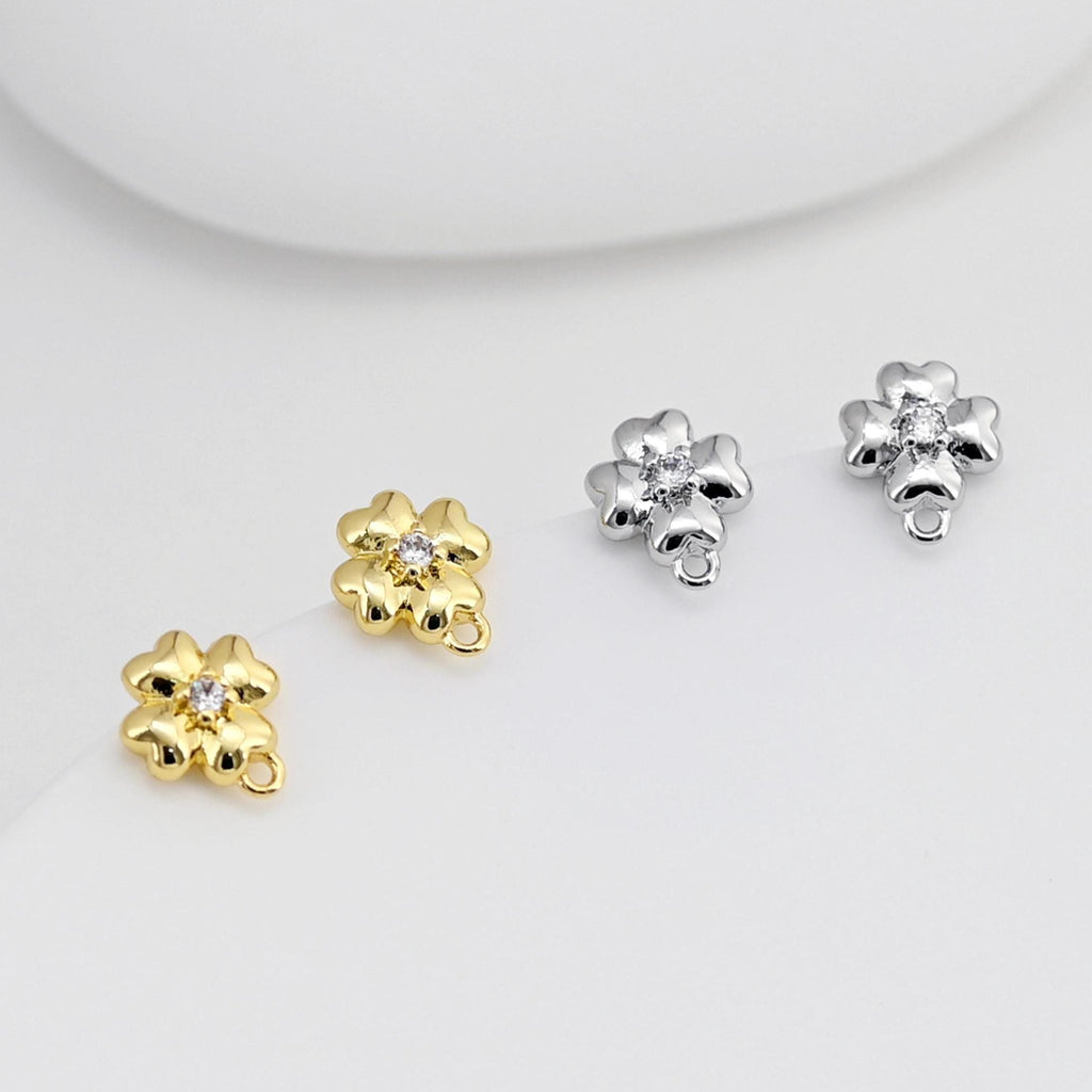 Bowtie Pave CZ Earring Post, 18K Gold/Silver Plated, S925 Silver Pin Nickel Free Earrings, Hypoallergenic Earring Findings D0399