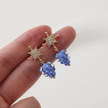 Cargar imagen en el visor de la galería, Pendiente de plata S925 con forma de estrella polar cúbica y aro, sin níquel, con forma de cruz de oro y plata, hipoalergénico, ZZ046