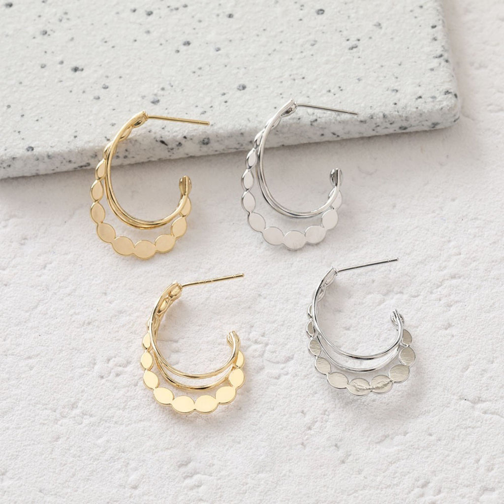 C Shape Design Sense Moon Earrings Post, 14K Gold, S925 Silver Ear Pin Nickel Free Earrings, Ear Stud Hypoallergenic Earring Findings BB109