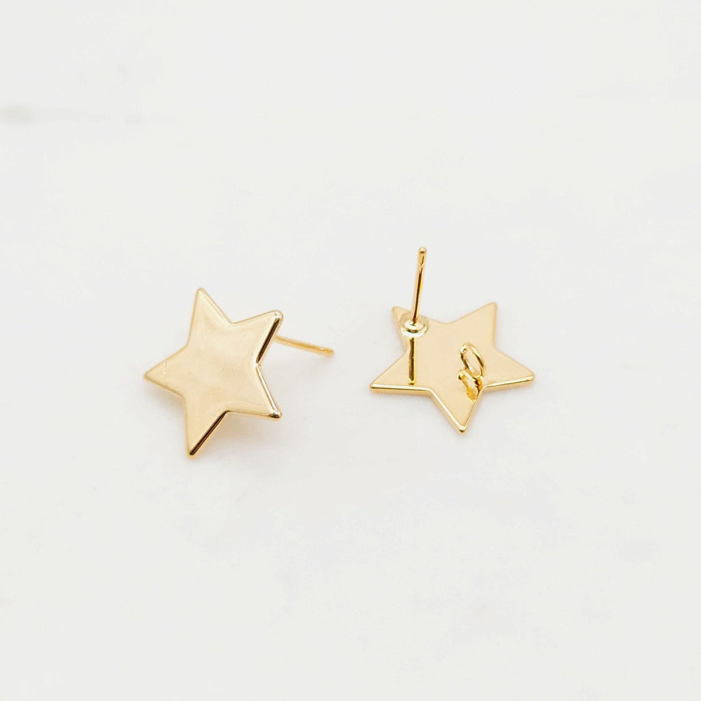 10pcs Gold Star Earring Post With Loop, Nickel Free Earrings, Ear Stud Loop, Hypoallergenic Earring Findings ZX083