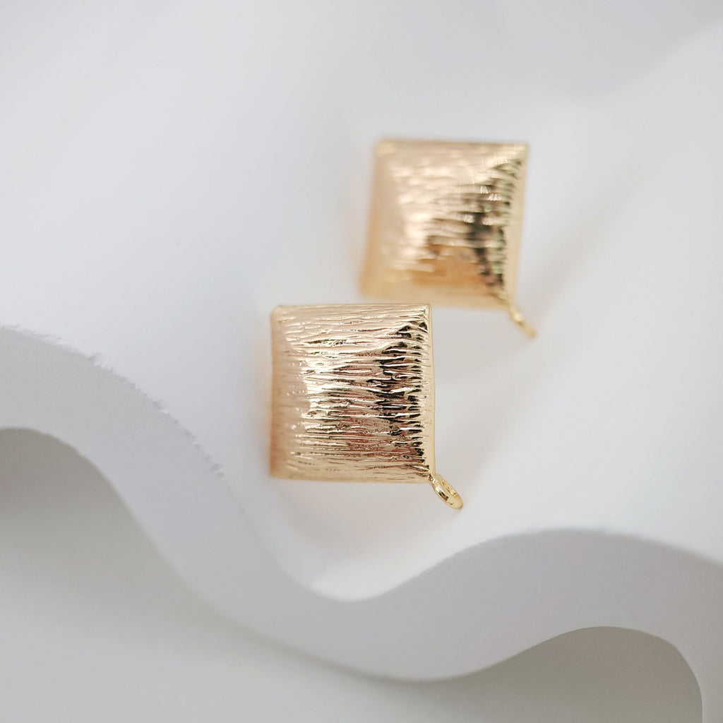 10pcs Gold Square Earring Post With Loop, S925 Silver Ear Pin Nickel Free Earrings, Ear Stud Loop, Hypoallergenic Earring Findings ZX108