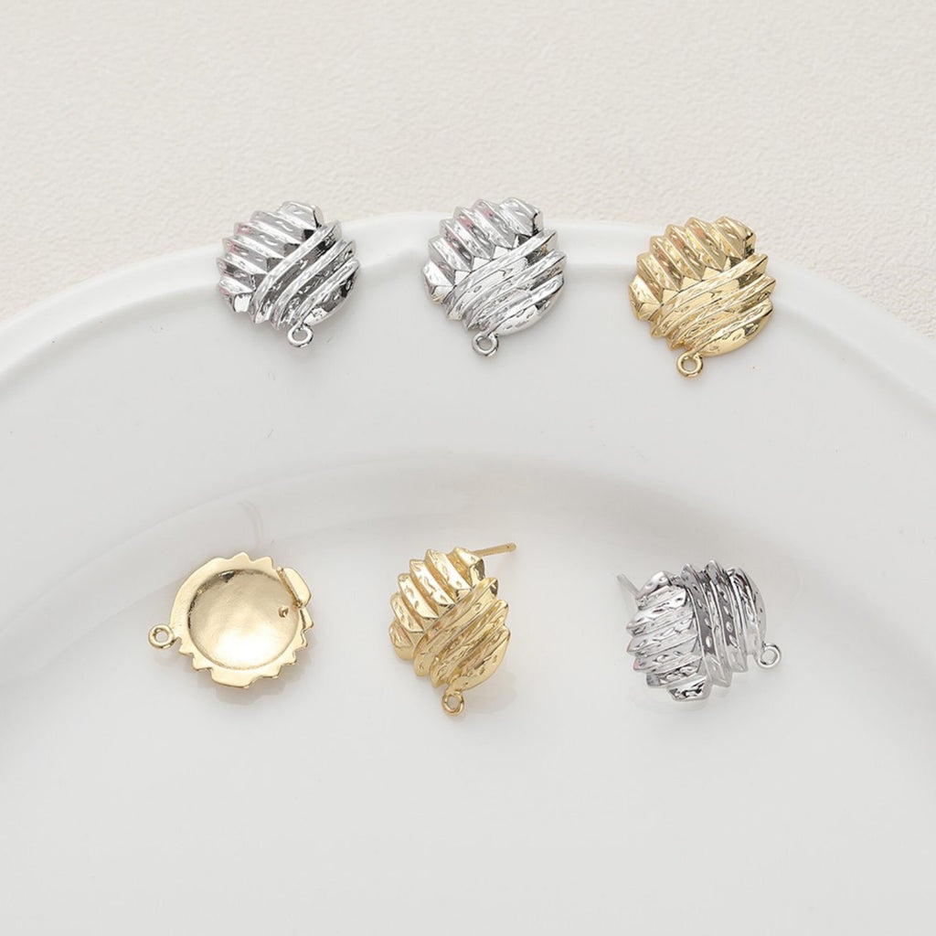 أقراط دائرية مطوية مفتوحة مع حلقة، ذهبية/فضية، مصنوعة من فضة S925 خالية من النيكل، نتائج أقراط مضادة للحساسية BB113