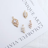 CZ Pave Leaf Charm, Cubic Zircon Crystal Leaf Pendant, CZ Earring Charms,  Real Gold Plated Brass Earring Charms, Jewelry Finding ZR009-F141