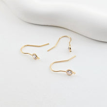 Load image into Gallery viewer, 14K Gold Plated Ear Wires, Cubic Pave Earring Hooks, Nickel Free, Fish Hooks, Ear Wires for Jewelry Making ZX258