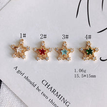 Cargar imagen en el visor de la galería, 10 dijes de estrella diminutos, colgante de estrella cúbica de cristal, conector de estrella, chapado en oro de 18 quilates, dijes para collar, accesorios de joyería MY067-F051