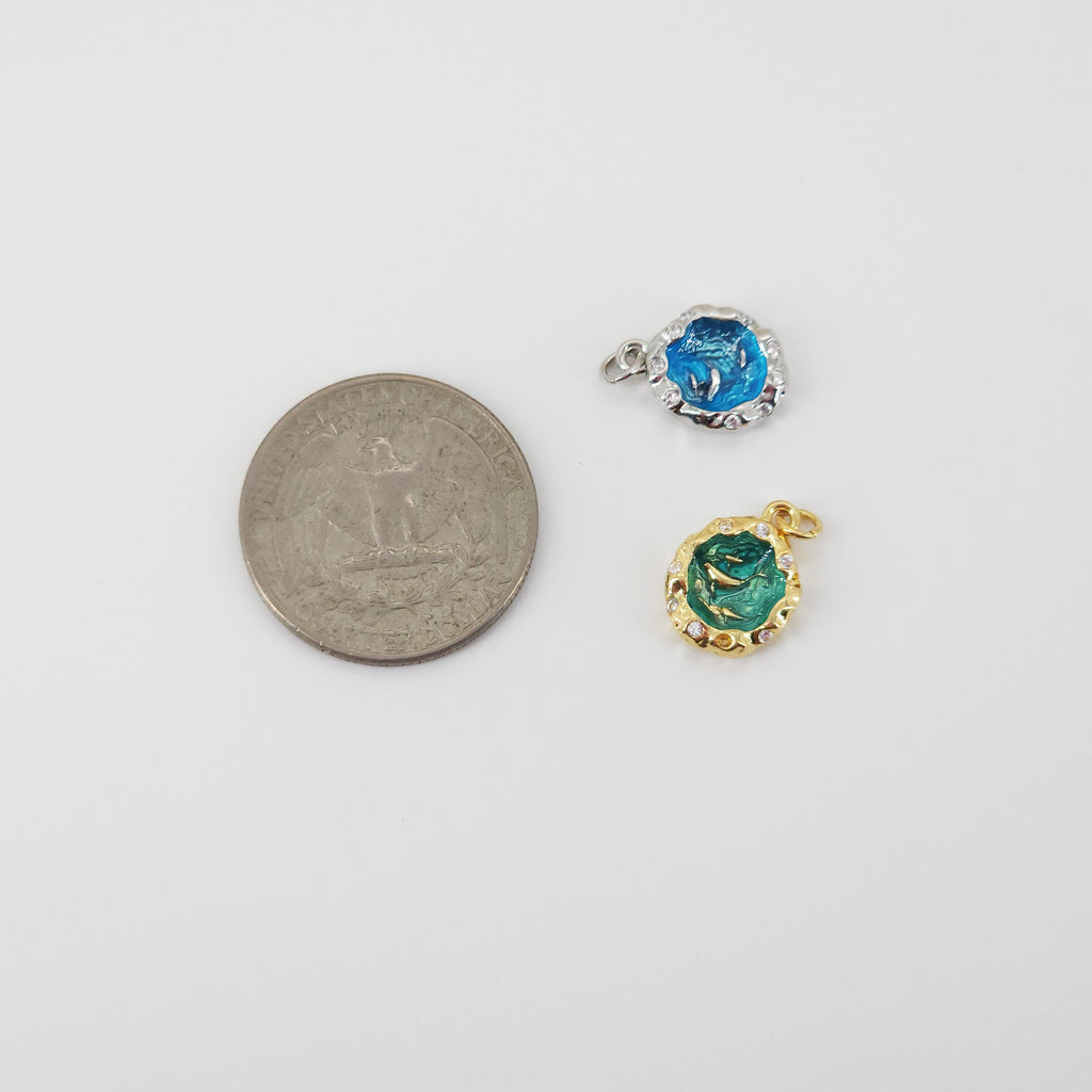 Ocean Pendant, 18K Gold Plated, Necklace Making Charm, Jewelry Findings S20812