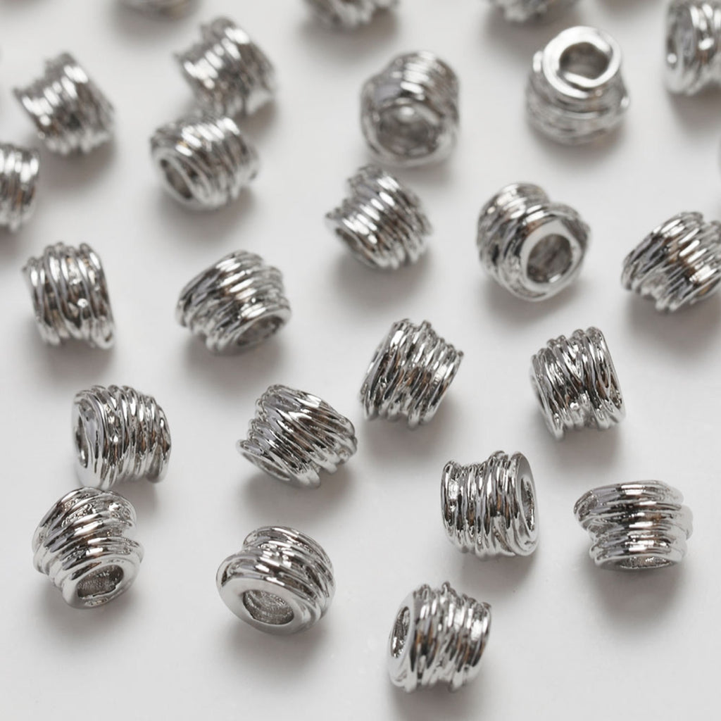 Irregular Winding Spacer Beads, 14K Gold/Silver Plated, Cylindrical Beads, Dainty Earring Making Beads, Jewelry Finding GZ369