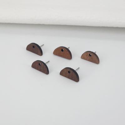 4PCS Wood Earrings, Semicircle Wooden Earrings for women, Reclaimed Walnut Wood, Nickel Free, Geometric Statement Earrings Finding JT973