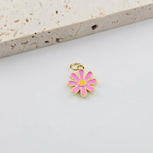 Load image into Gallery viewer, Petite Enamel Flower Charms, 18K Gold Plated Pendant,  Necklace Earring Charms, Jewelry Making Findings S1267