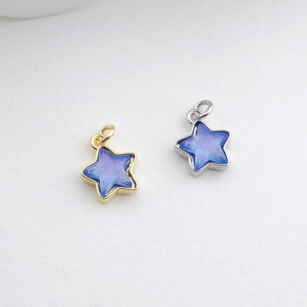 Dijes de estrella diminuta de cristal, colgante de estrella chapado en oro y plata de 18 quilates, accesorios de joyería S1296